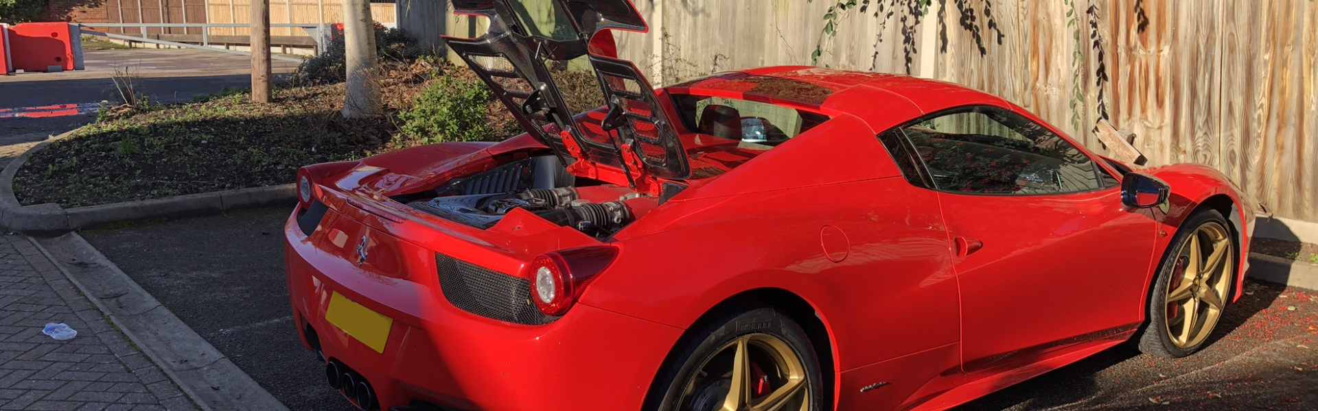 Ferrari 458 Spider Upgrades; Capristo Carbon Fibre Glass Engine Cover & Engine Bay Carbon