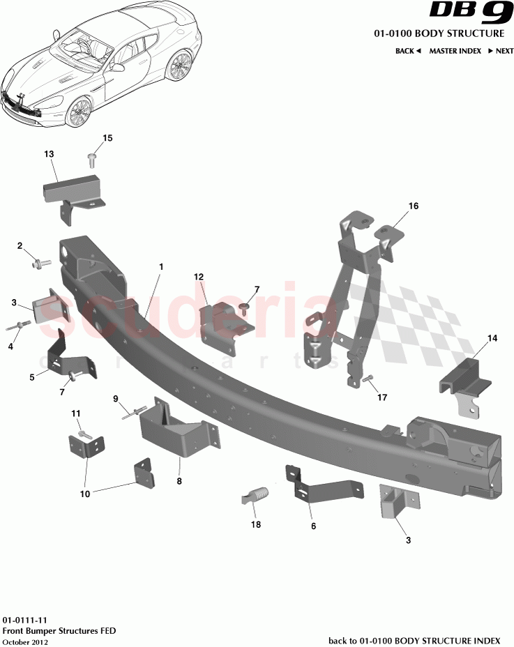 Front Bumper Structures FED of Aston Martin Aston Martin DB9 (2013-2016)