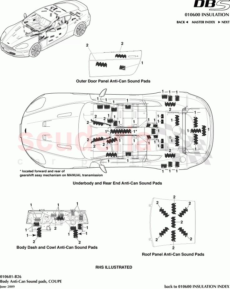 Body Anti-Can Sound pads (Coupe) of Aston Martin Aston Martin DBS V12