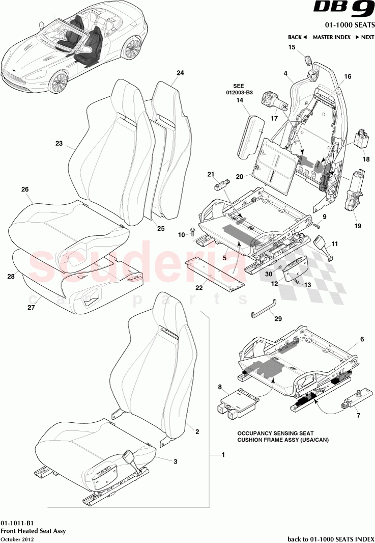 Front Heated Seat Assembly of Aston Martin Aston Martin DB9 (2013-2016)