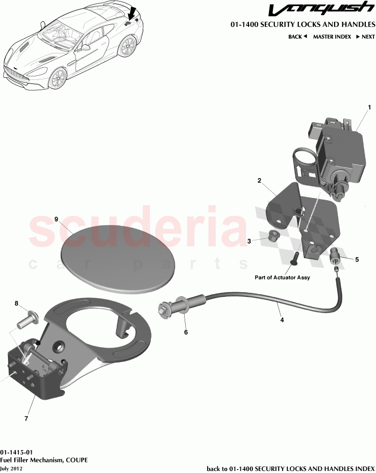 Fuel Filler Mechanism, COUPE of Aston Martin Aston Martin Vanquish (2012+)