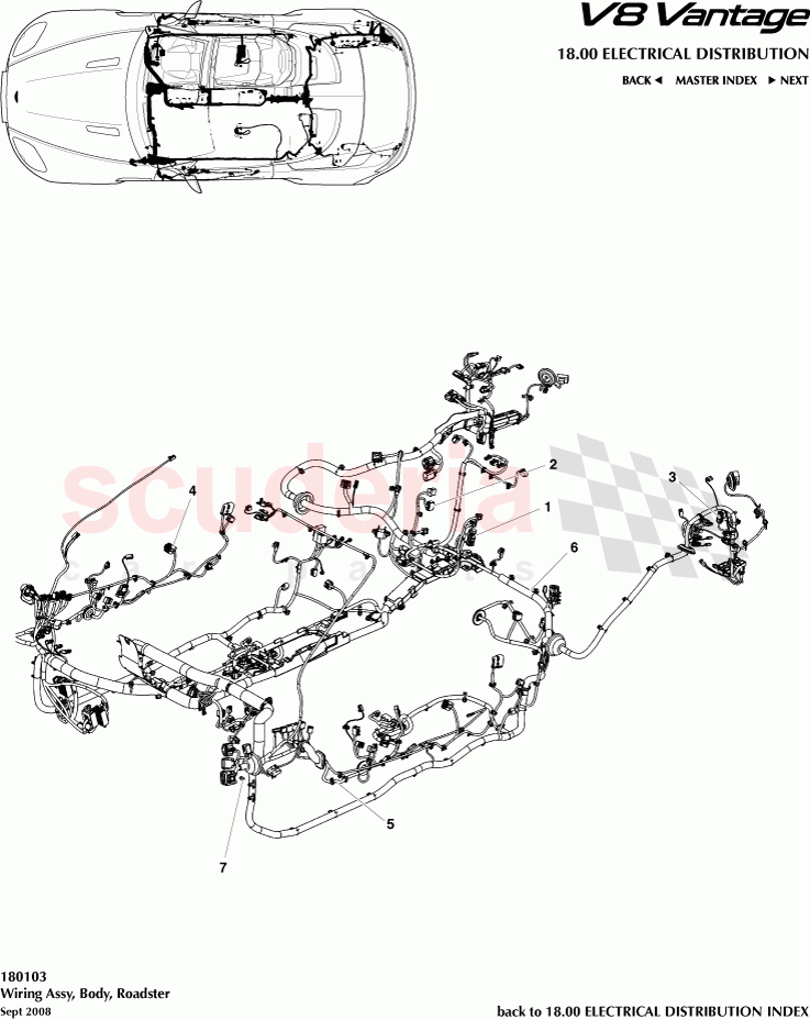 Wiring Assembly, Body (Roadster) of Aston Martin Aston Martin V8 Vantage