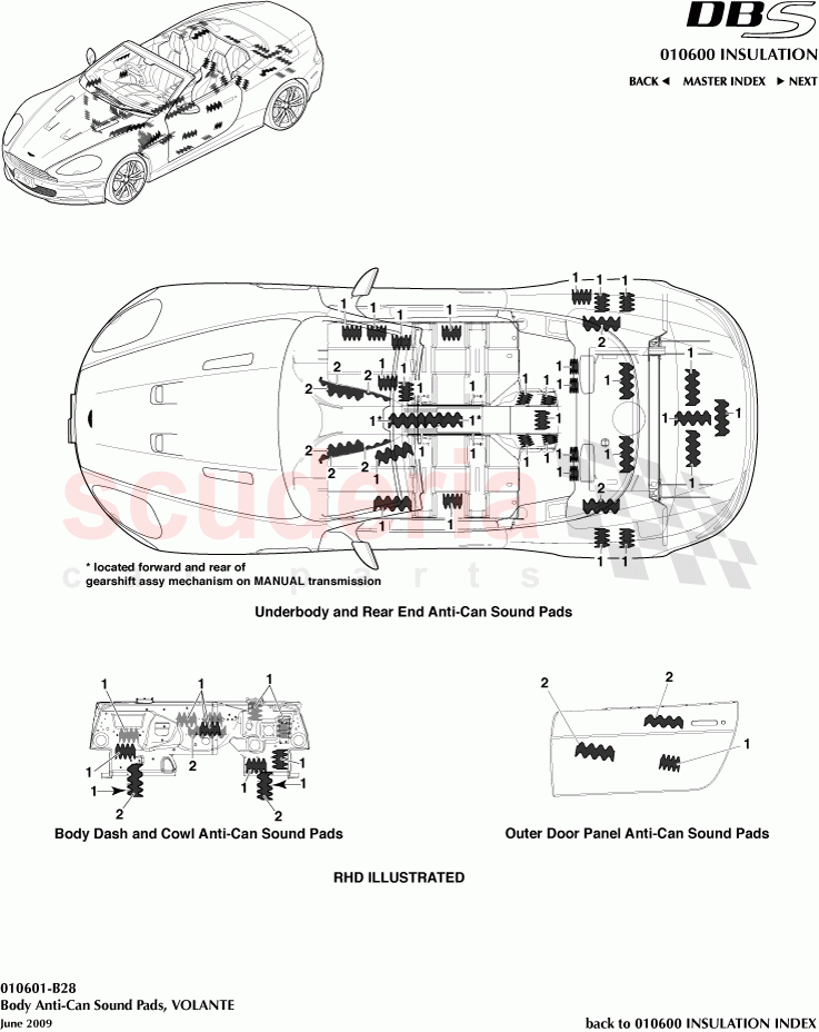 Body Anti-Can Sound Pads (Volante) of Aston Martin Aston Martin DBS V12