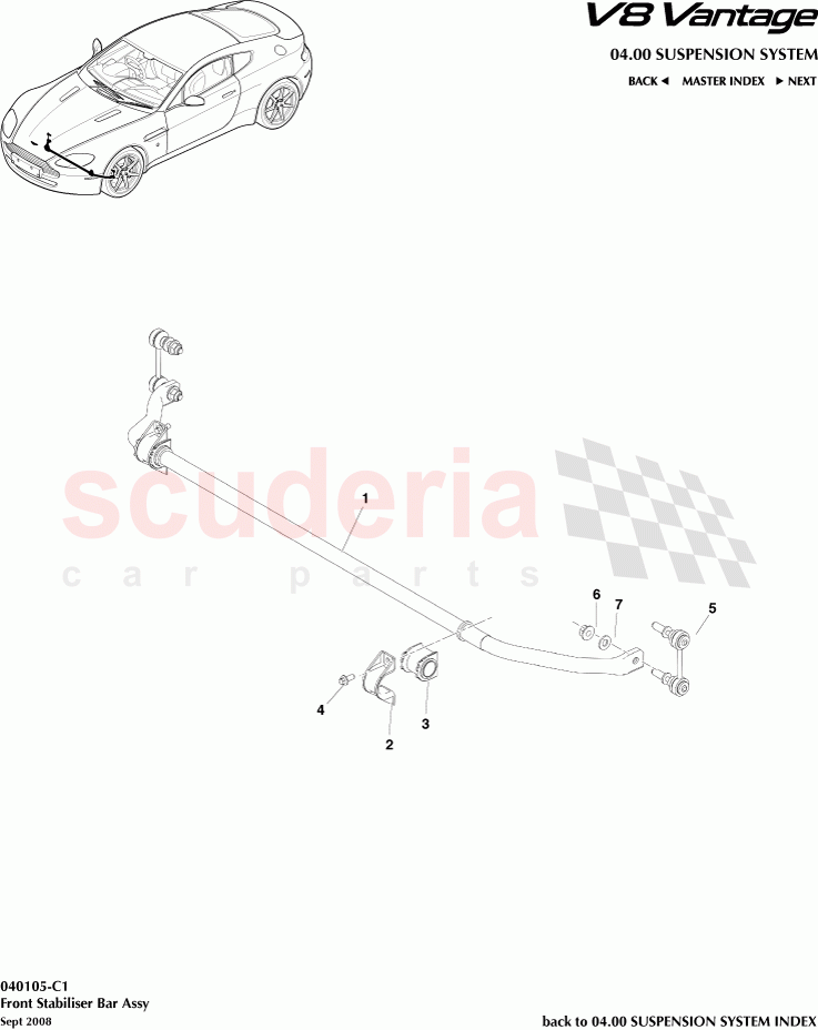 Front Stabiliser Bar Assembly of Aston Martin Aston Martin V8 Vantage (upto 2016)