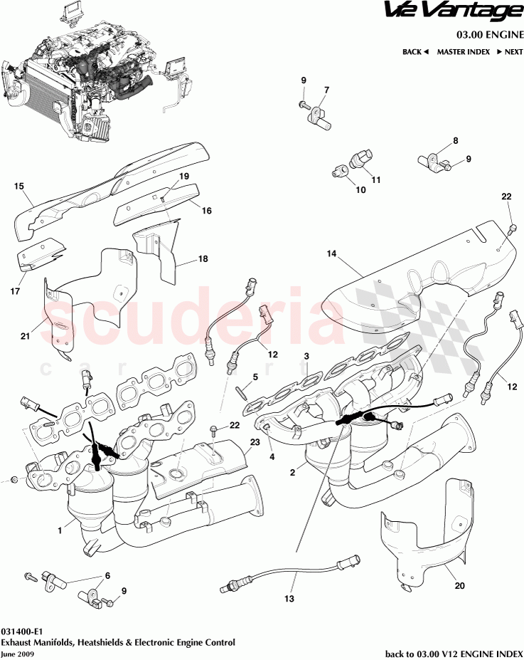 Exhaust Manifolds, Heatshields and Electronic Engine Control of Aston Martin Aston Martin V12 Vantage