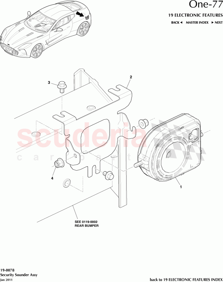 Security Sounder Assembly of Aston Martin Aston Martin One-77