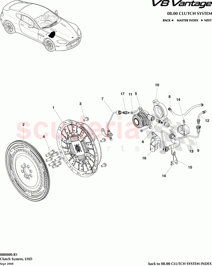 Clutch System (LHD) of Aston Martin Aston Martin V8 Vantage