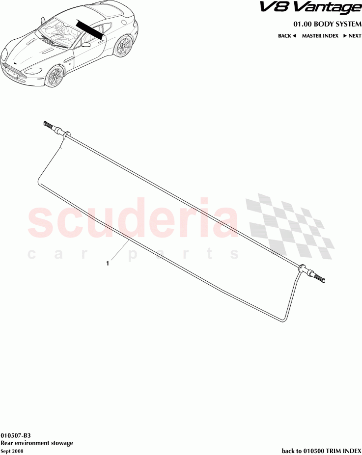Rear environment stowage of Aston Martin Aston Martin V8 Vantage (upto 2016)