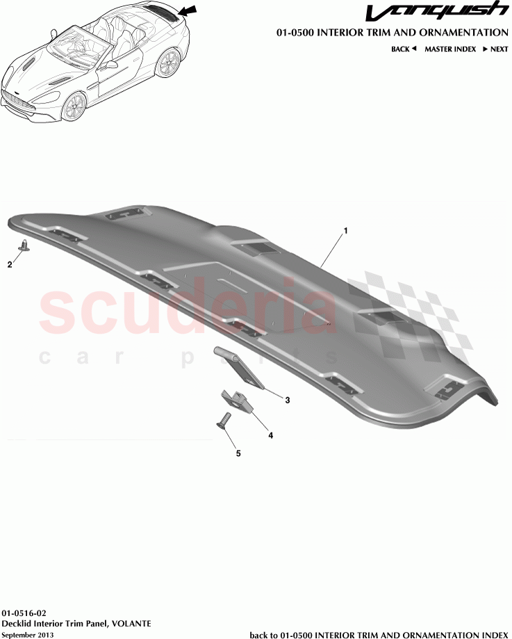 Decklid Interior Trim Panel, VOLANTE of Aston Martin Aston Martin Vanquish (2012+)