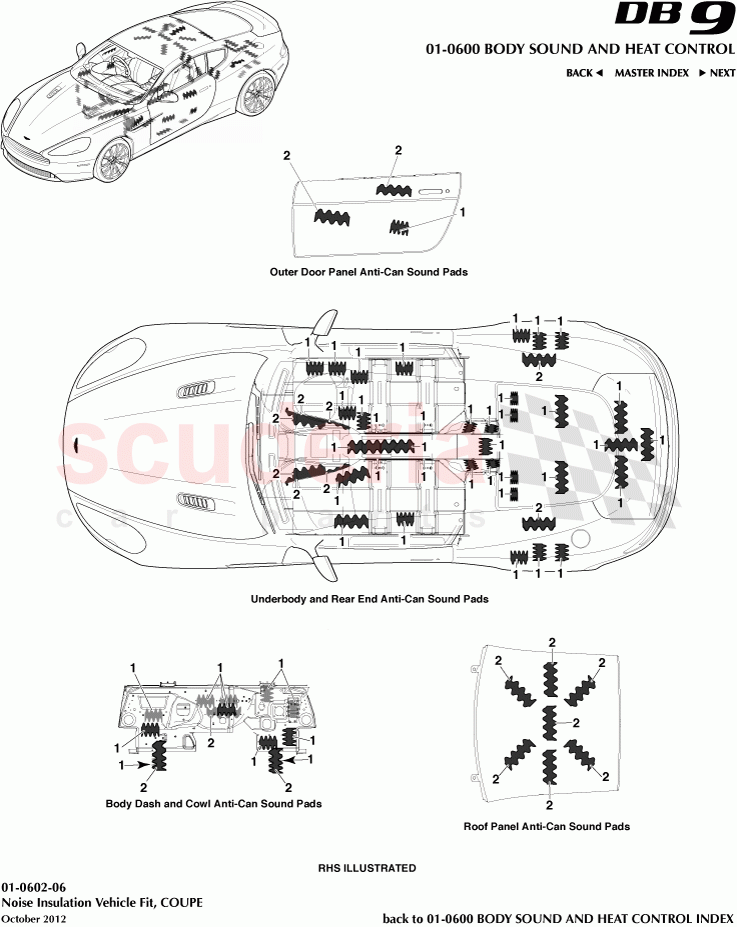 Noise Insulation Vehicle Fit, COUPE of Aston Martin Aston Martin DB9 (2013-2016)