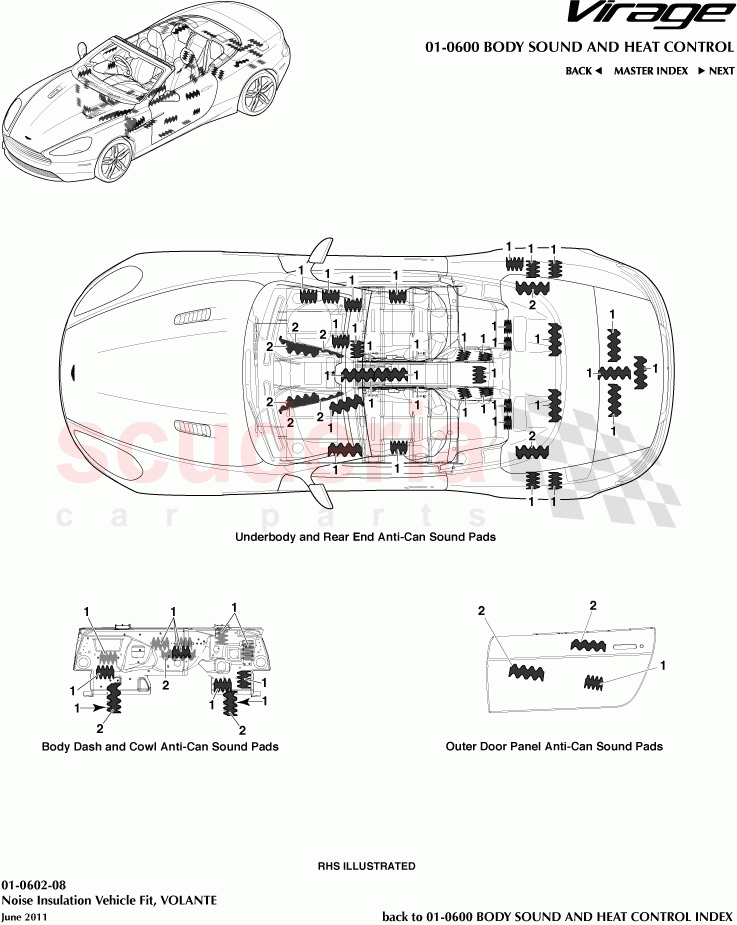Noise Insulation Vehicle Fit (Volante) of Aston Martin Aston Martin Virage