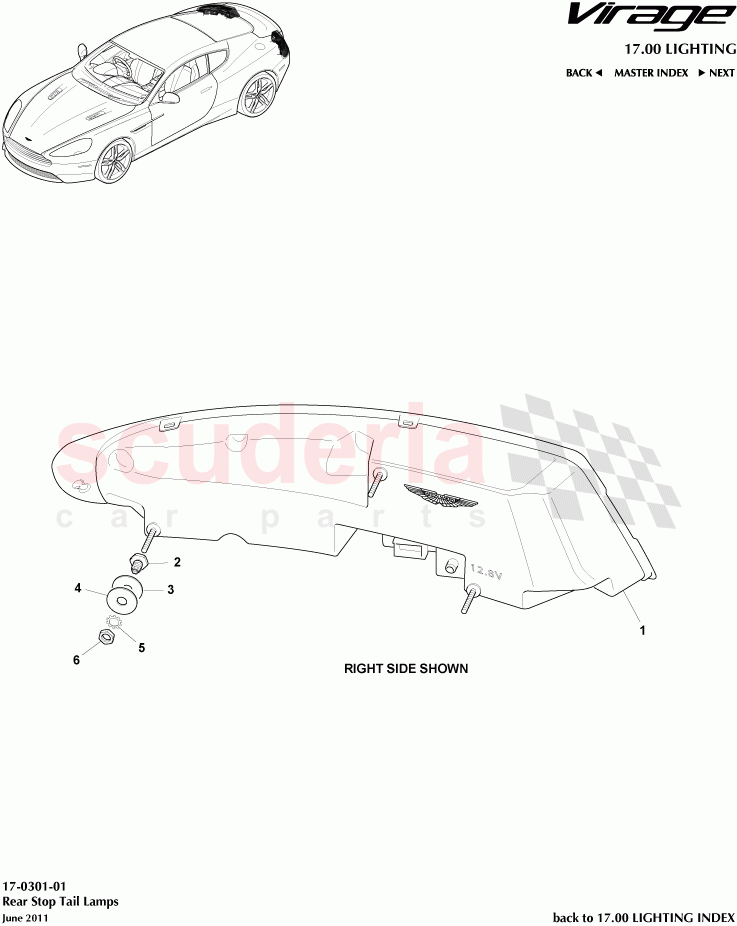 Rear Stop Tail Lamps of Aston Martin Aston Martin Virage