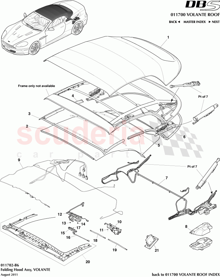 Folding Hood Assembly (Volante) of Aston Martin Aston Martin DBS V12