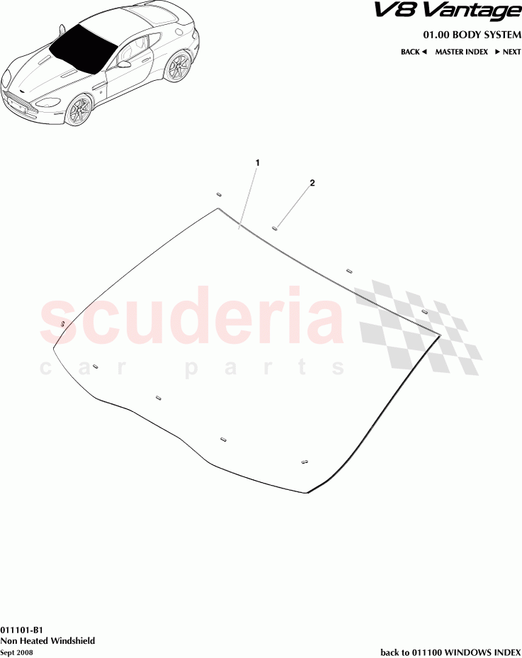 Non Heated Windshield of Aston Martin Aston Martin V8 Vantage (upto 2016)