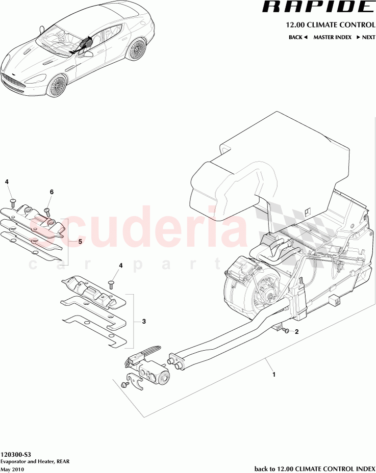 Evaporator and Heater, REAR of Aston Martin Aston Martin Rapide