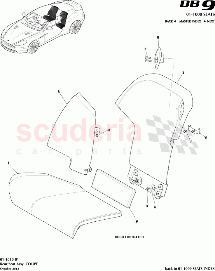 Rear Seat Assembly, COUPE of Aston Martin Aston Martin DB9 (2013-2016)