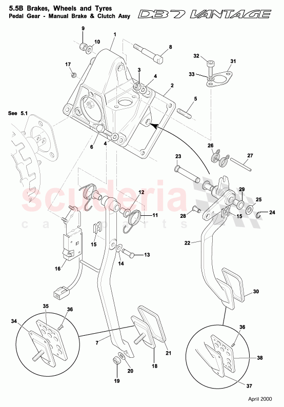 Manual Pedal Gear - Brake and Clutch of Aston Martin Aston Martin DB7 Vantage