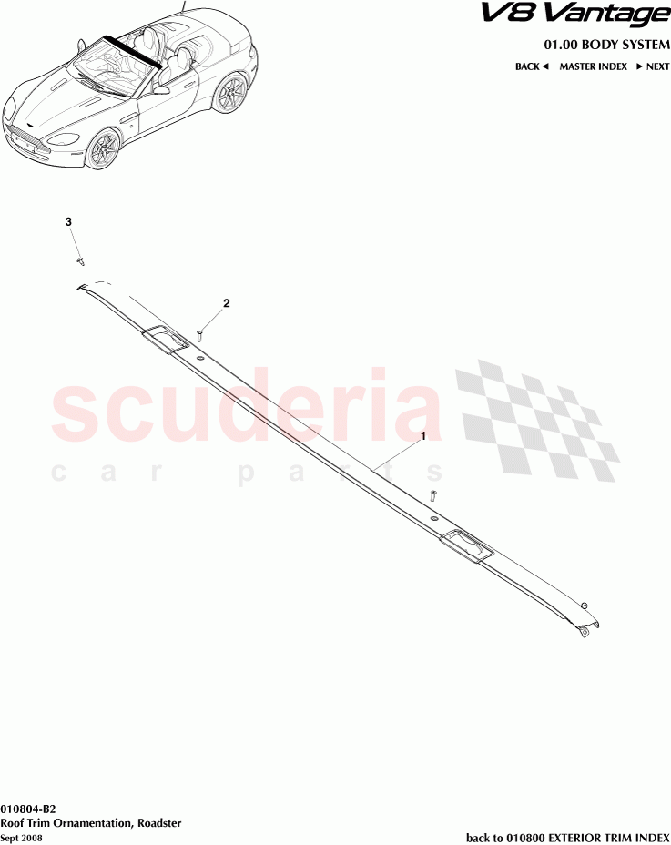 Roof Trim Ornament (Roadster) of Aston Martin Aston Martin V8 Vantage (upto 2016)