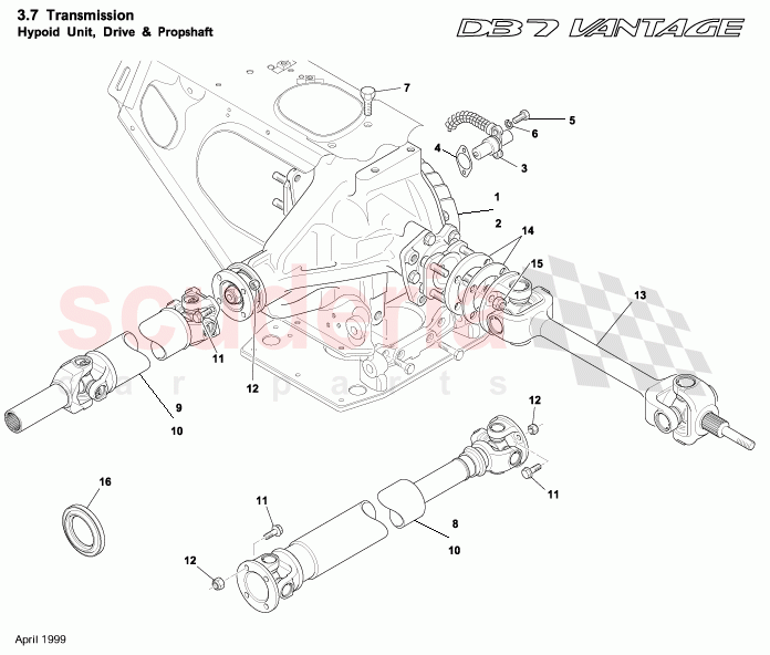 Hypoid Unit, Drive and Prop Shafts of Aston Martin Aston Martin DB7 Vantage