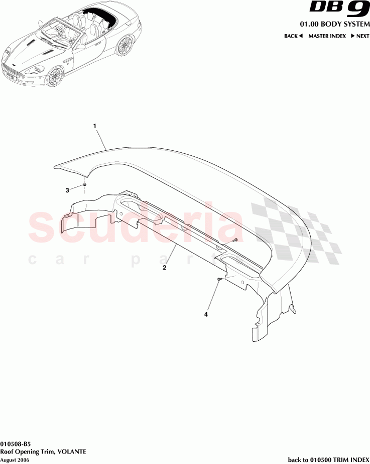 Roof Opening Trim (Volante) of Aston Martin Aston Martin DB9 (2004-2012)