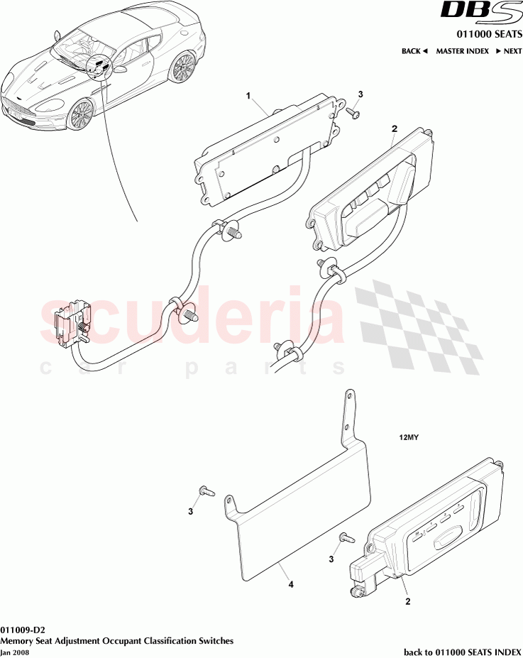 Memory Seat Adjustment Occupant Classification Switches of Aston Martin Aston Martin DBS V12