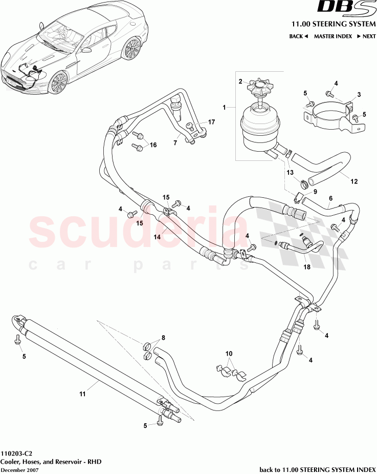 Cooler, Hoses, and Reservoir (RHD) of Aston Martin Aston Martin DBS V12