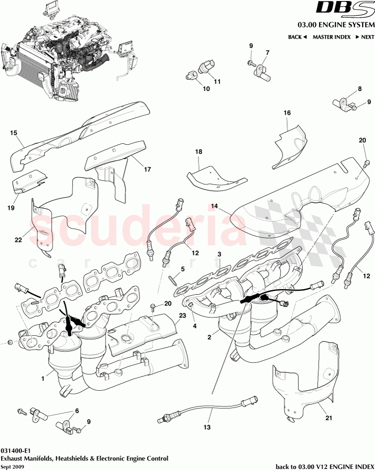 Exhaust Manifolds, Heatshields and Electronic Engine Control of Aston Martin Aston Martin DBS V12