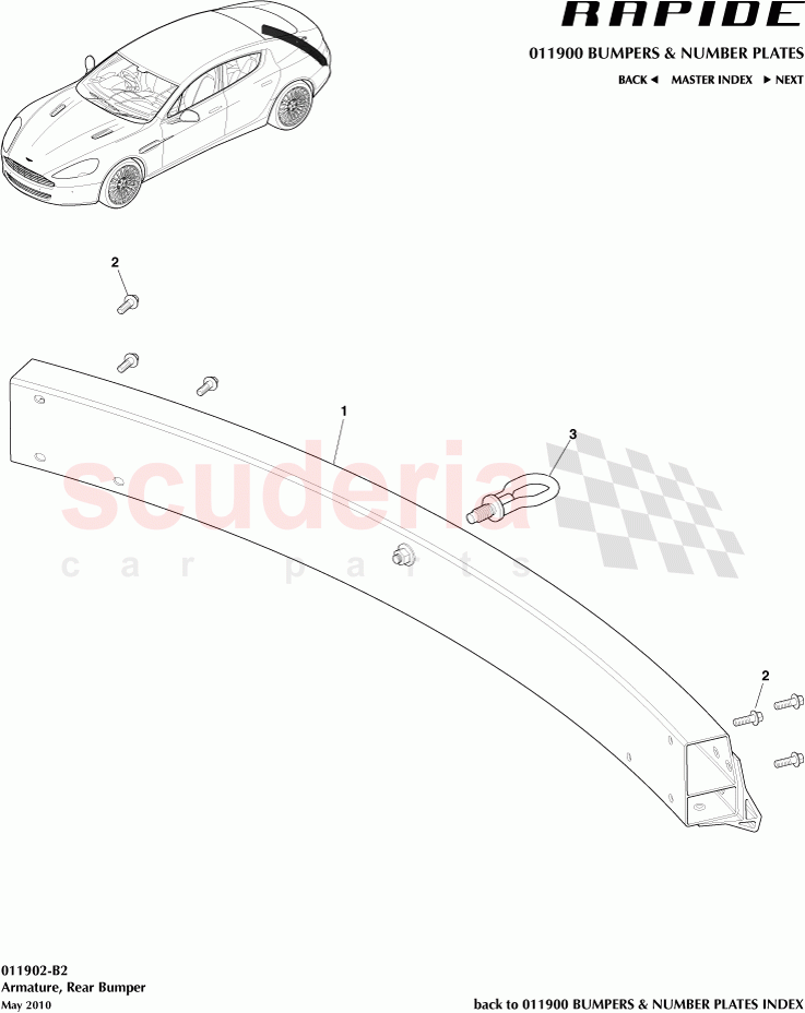 Rear Bumper and Armature of Aston Martin Aston Martin Rapide