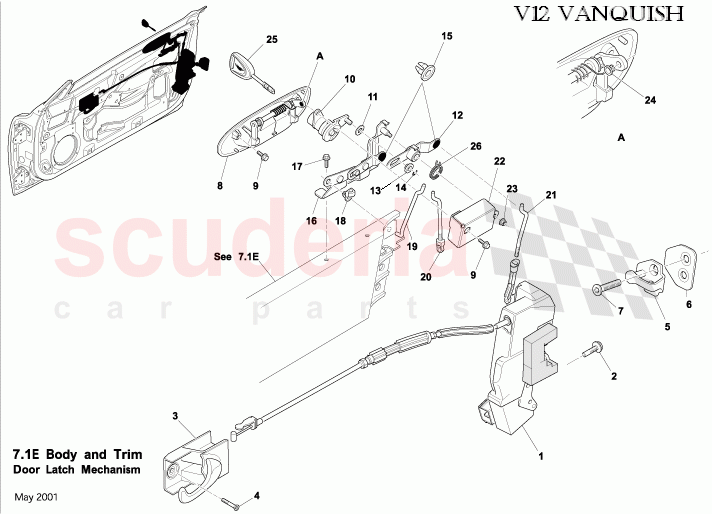 Door Latch Mechanism of Aston Martin Aston Martin Vanquish (2001-2007)