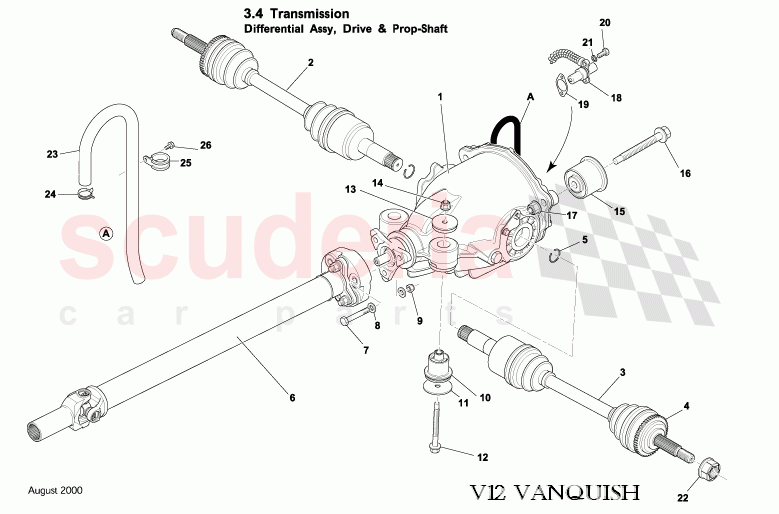 Differential, Drive and Prop Shafts of Aston Martin Aston Martin Vanquish (2001-2007)