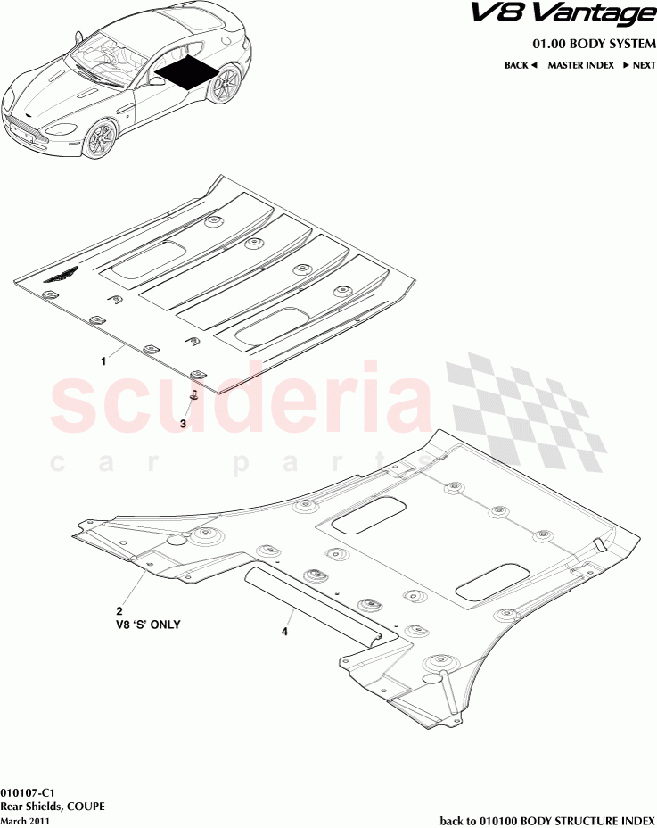 Rear Shields (Coupe) of Aston Martin Aston Martin V8 Vantage (upto 2016)