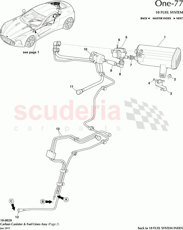 Carbon Canister & Fuel Lines Assembly (Page 2) of Aston Martin Aston Martin One-77