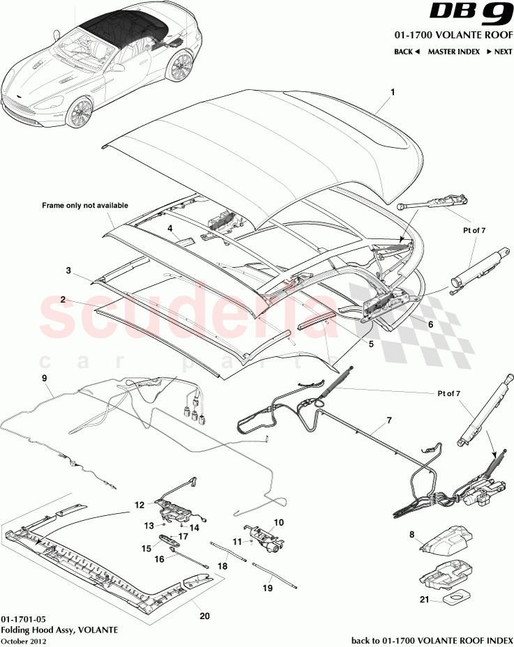 Folding Hood Assembly, VOLANTE of Aston Martin Aston Martin DB9 (2013-2016)