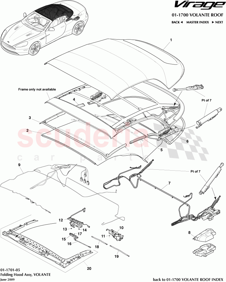 Folding Hood Assembly (Volante) of Aston Martin Aston Martin Virage