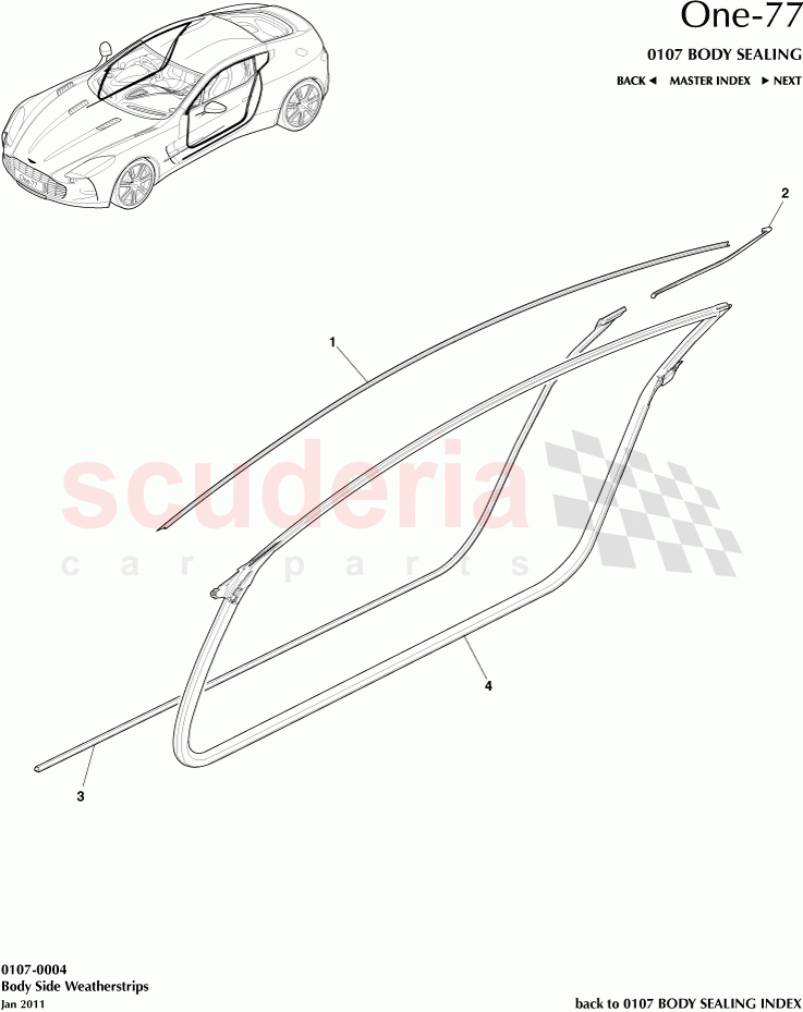 Body Side Weatherstrips of Aston Martin Aston Martin One-77