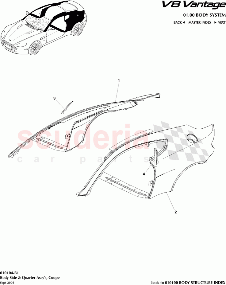 Body Side and Quarter Assembly (Coupe) of Aston Martin Aston Martin V8 Vantage (upto 2016)
