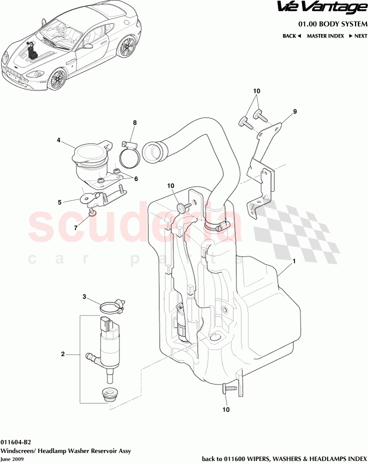 Windscreen / Headlamp Washer Reservoir Assembly of Aston Martin Aston Martin V12 Vantage