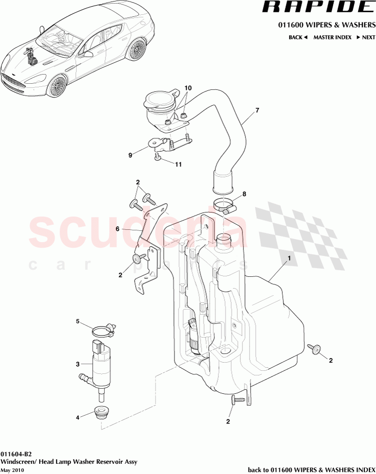 Windscreen / Headlamp Washer Reservoir Assembly of Aston Martin Aston Martin Rapide