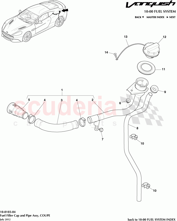 Fuel Filler Cap and Pipe Assembly, COUPE of Aston Martin Aston Martin Vanquish (2012+)