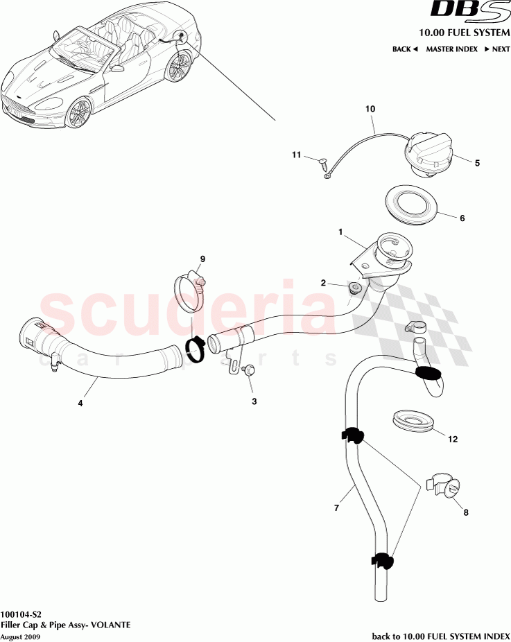 Filler Cap and Pipe Assembly (Volante) of Aston Martin Aston Martin DBS V12