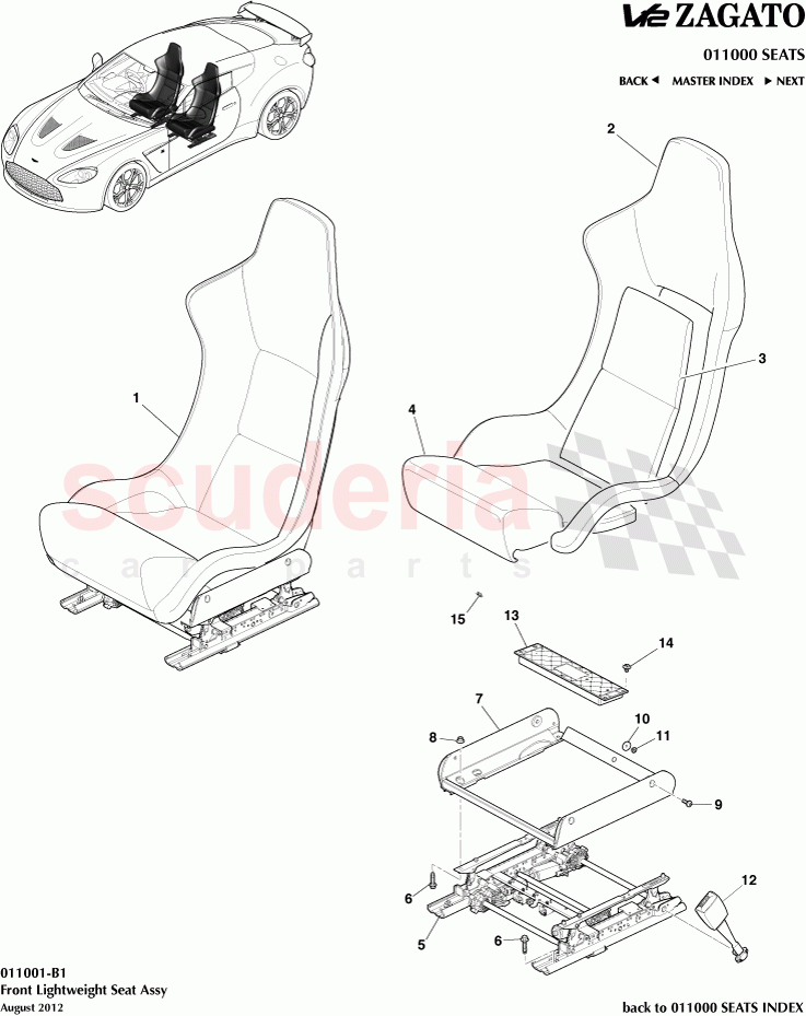 Front Lightweight Seat Assembly of Aston Martin Aston Martin V12 Zagato