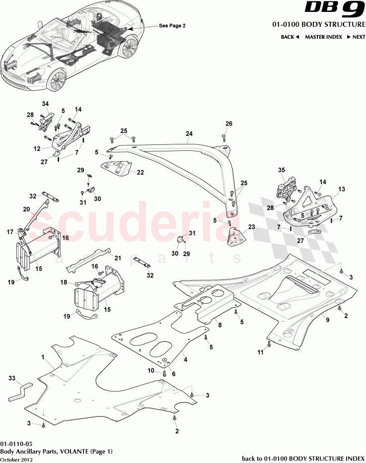 Body Ancillary Parts, VOLANTE (Page 1) of Aston Martin Aston Martin DB9 (2013-2016)