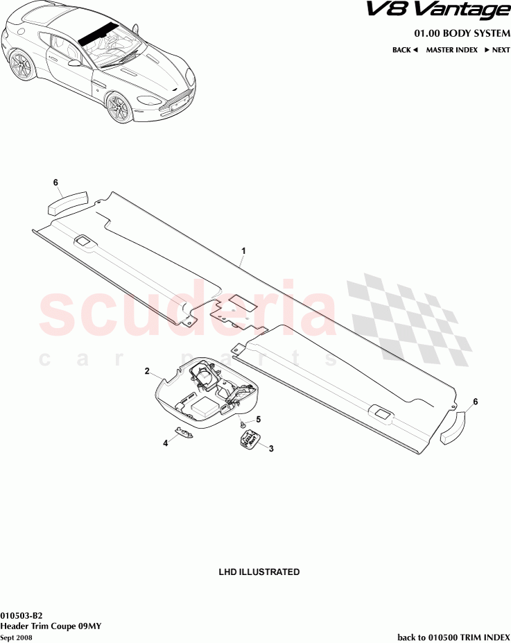 Header Trim Coupe (2009) of Aston Martin Aston Martin V8 Vantage (upto 2016)