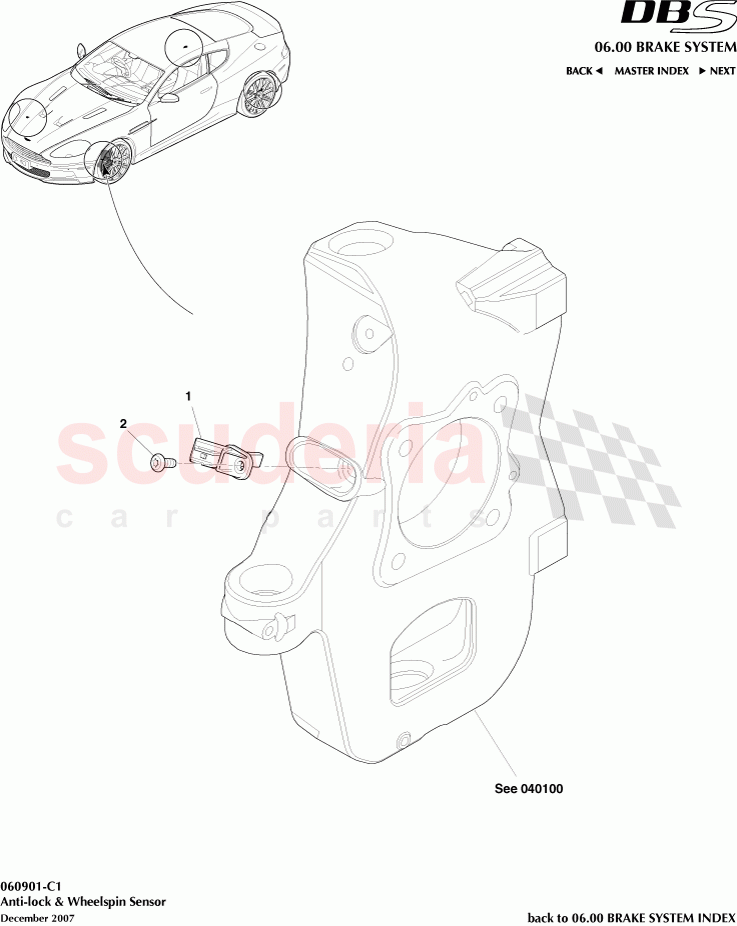 Anti-Lock and Wheelspin Sensor of Aston Martin Aston Martin DBS V12