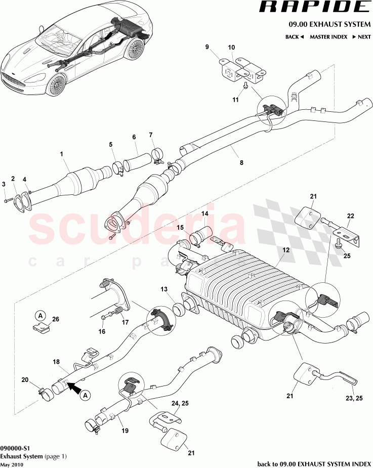 Exhaust System (page 1) of Aston Martin Aston Martin Rapide