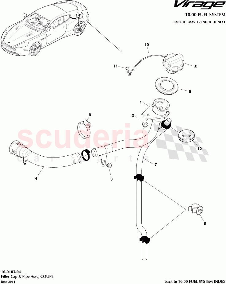 Filler Cap and Pipe Assembly (Coupe) of Aston Martin Aston Martin Virage