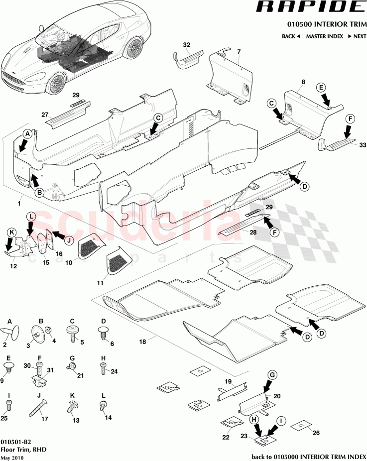 Floor Trim (RHD) of Aston Martin Aston Martin Rapide