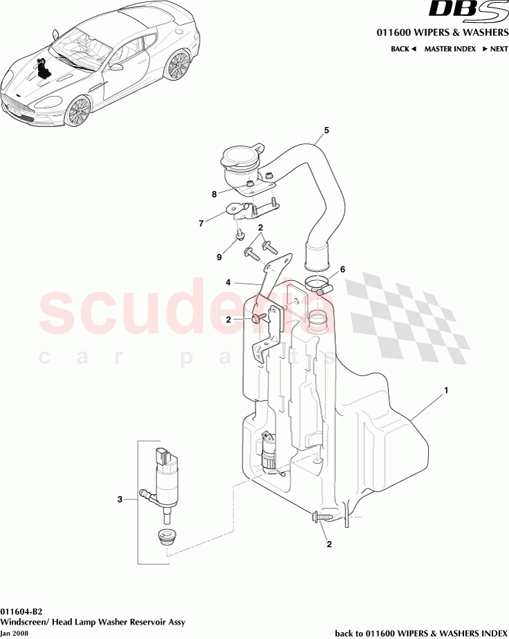 Windscreen / Headlamp Washer Reservoir Assembly of Aston Martin Aston Martin DBS V12
