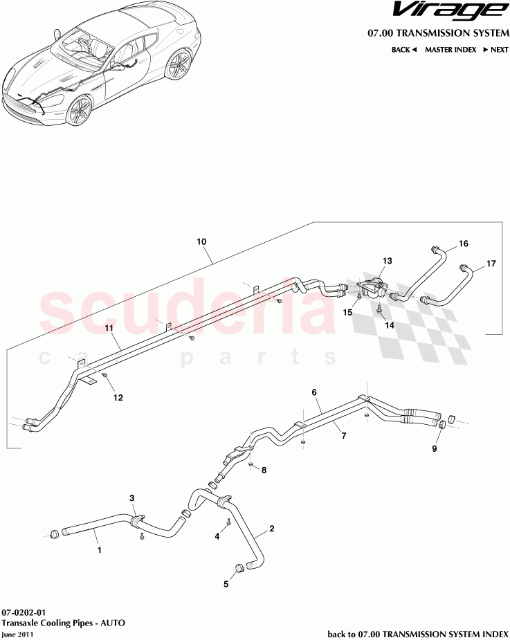 Transaxle Cooling Pipes (Auto) of Aston Martin Aston Martin Virage
