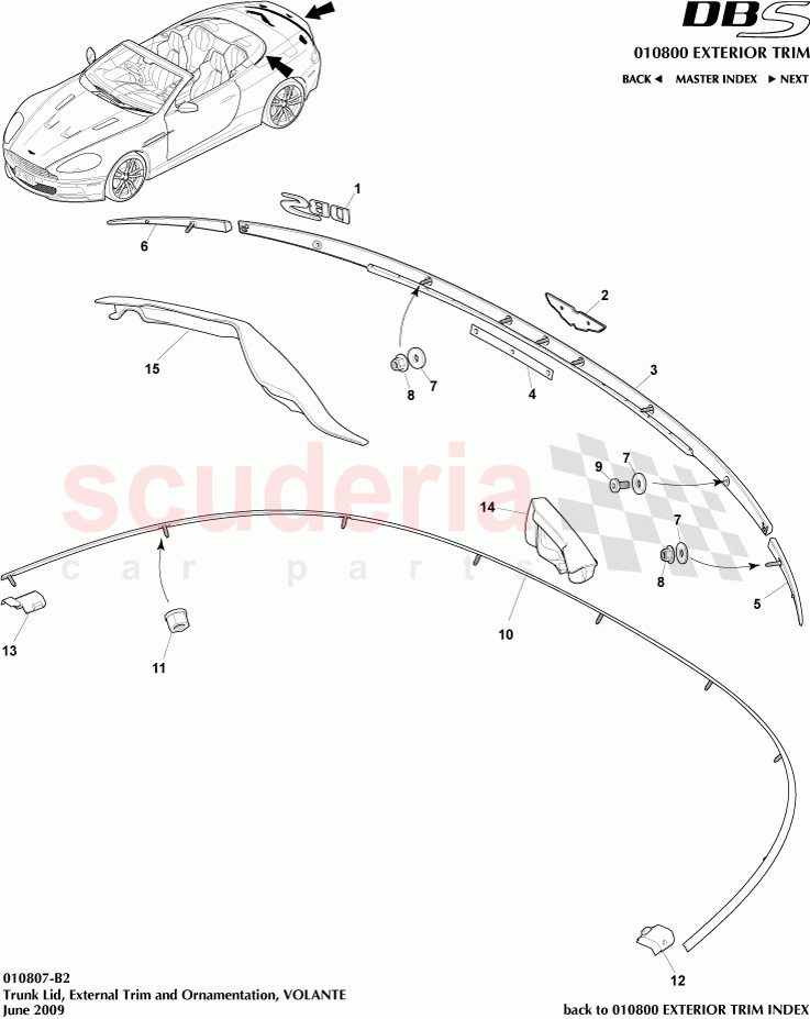 Trunk Lid, External Trim and Ornamentation (Volante) of Aston Martin Aston Martin DBS V12